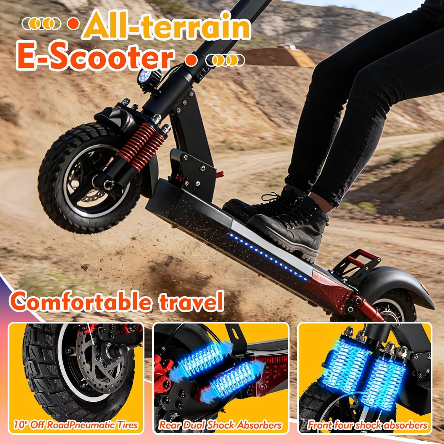 Electric Scooter for Adults 800W Motor 22 Mph 34 Miles RangeFast Speed Heavy Duty 264 lbs 10 inch Off Road Foldable e Scooter Mobility e Scooters for Girls Men Teens