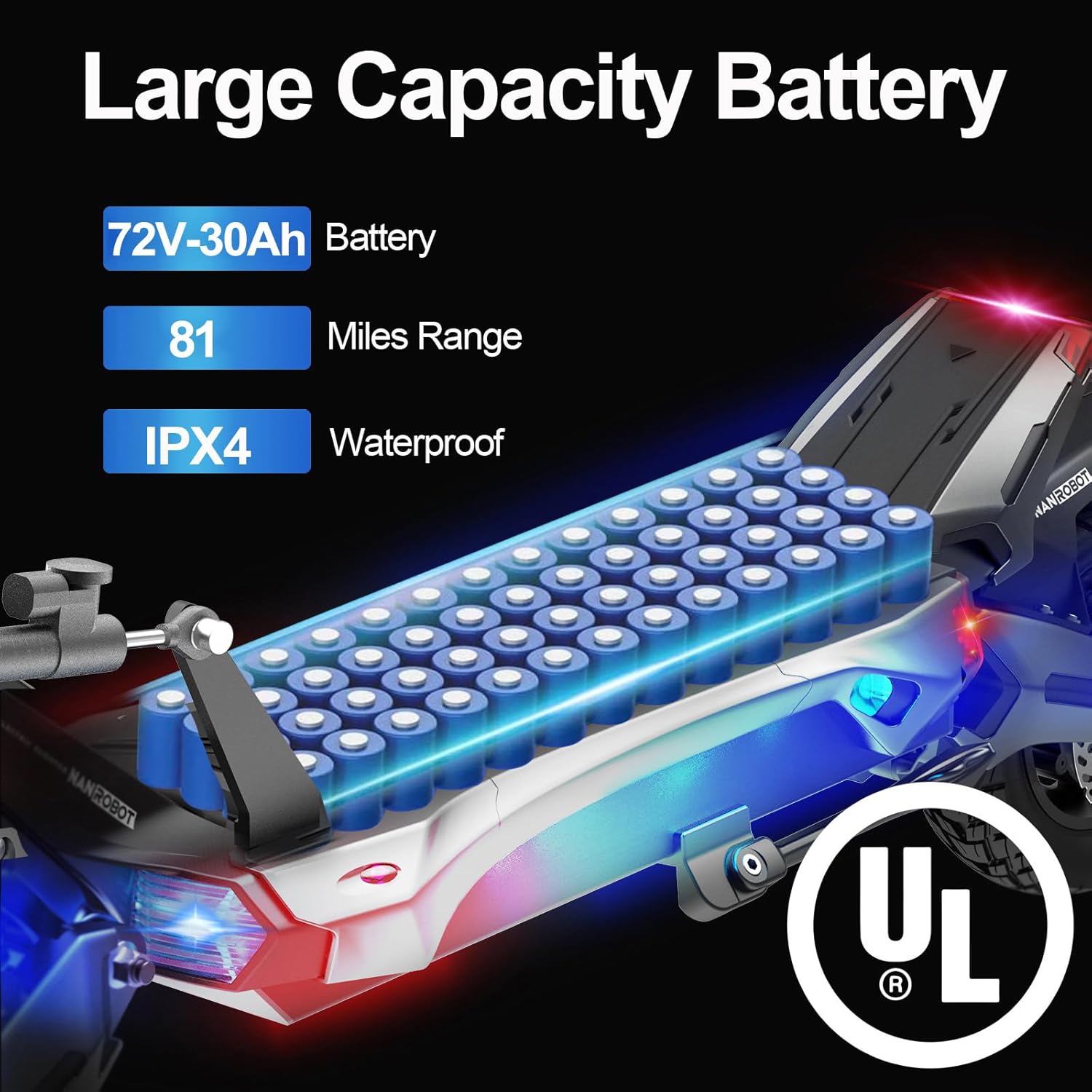 NANROBOT Electric Scooter Adults 50mph 3000W Dual Motor Fast E Scooter 80Miles Off Road Scooter Electric for Adults Foldable Kick Sports Scooter 10