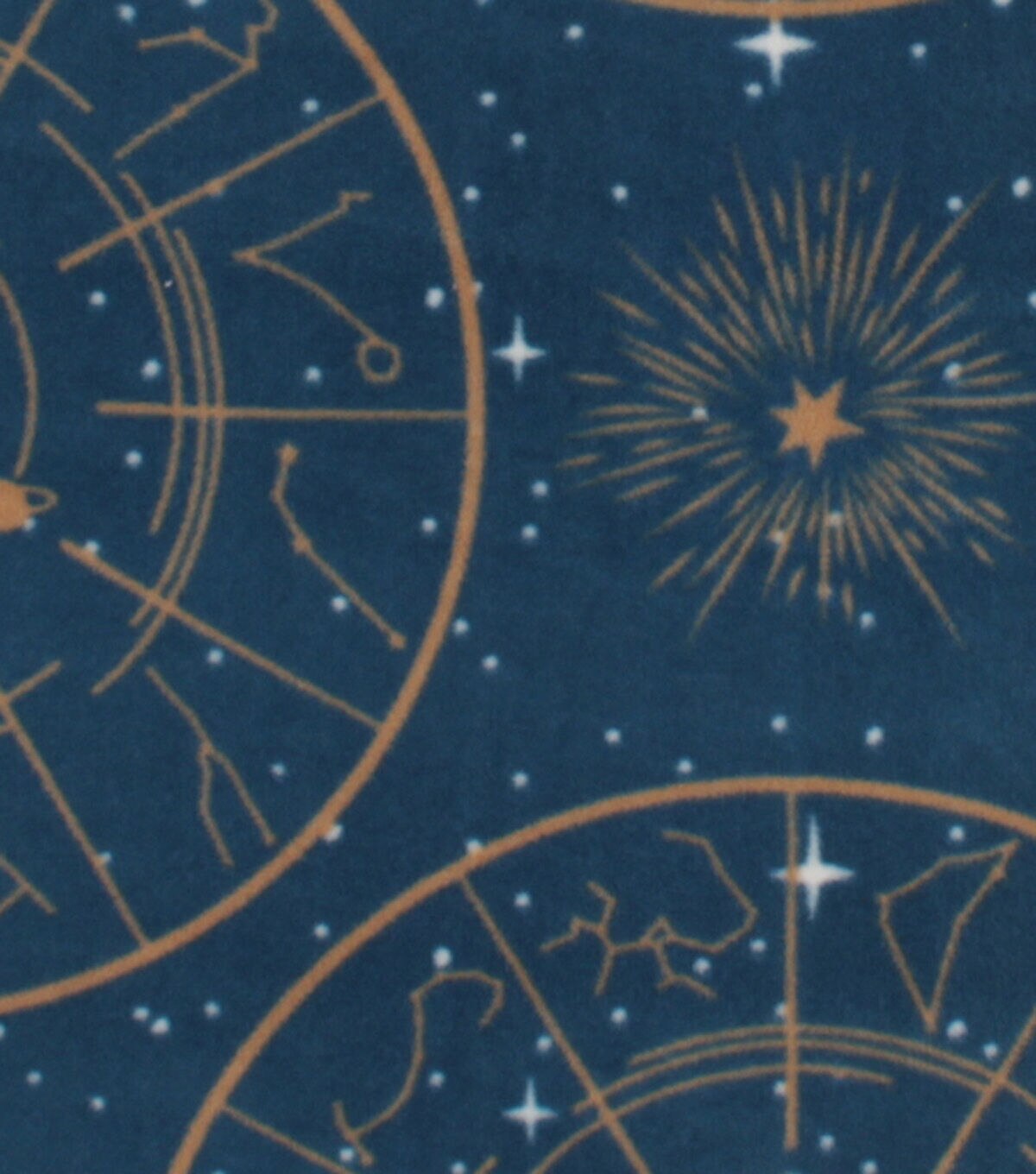 Celestial Gold Stars on Blue Anti Pill Fleece Fabric