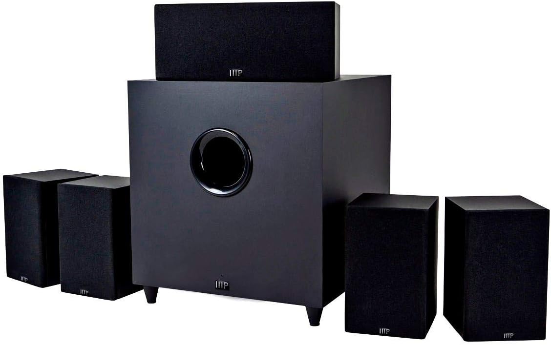 Monoprice Premium 5.1 Channel Home Theater System with Subwoofer - 100 Watt Speakers