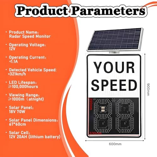 Upgraded Solar-Powered LED Speed Limit Radar Sign - Remote Control 2-Digit Display, Traffic Speed Feedback Sign, Eco-Friendly Road Safety Device