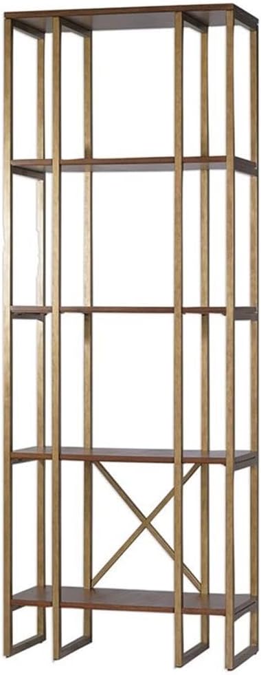 BOWERY HILL 4 Shelf Bookcase in Antique Gold and Dark Walnut