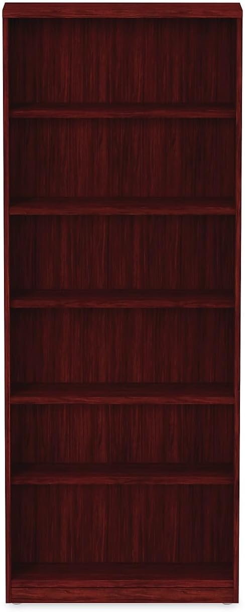 Alera VA638232MY Valencia Bookcase, 6-Shelf, 31-3/4 x 14 x 80-3/8, Mahogany