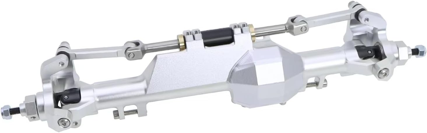 Compatible with Vanquish H10 1/10 RC Crawler Car Upgrade Parts CNC Aluminum Front Rear Straight Complete Axle Set RC Front and Rear Axle(Silver,1Set)