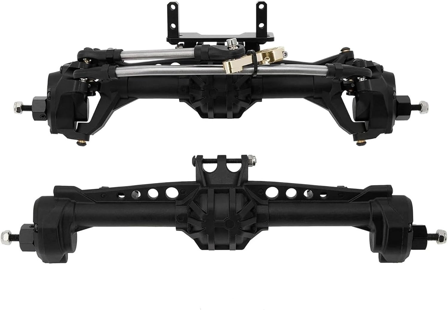 RC Car Accessories for Axial for SCX10 II 1/10 RC Crawler Car Upgrade Portal Axles Front Rear Axle with Steel Gears Metal Bearings Modified Parts(Black)