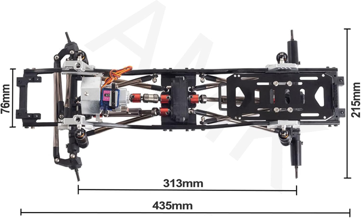 Chassis Frame Set Wheelbase 313mm with 2 Speed Transmission Reversed Front Axle for 1/10 RC Crawler Axial SCX10 II 90046 EX86100