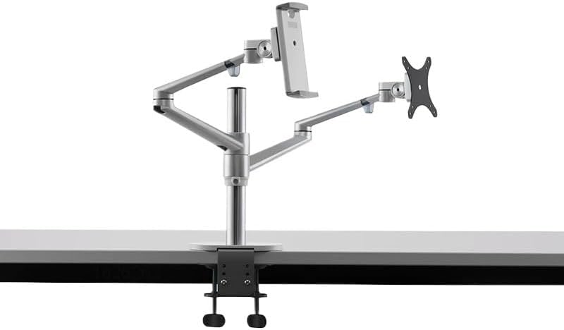 OL-3T Aluminum 3-in-1 height-adjustable desktop double-arm 17-32-inch monitor stand + 10-17-inch laptop stand + 14-inch stand(Silver)