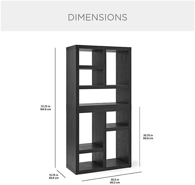 Durable Wood Stackable Modular Bookcase, Charcoal