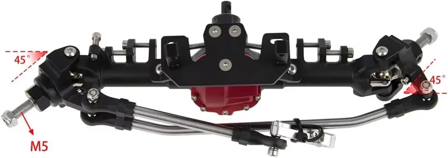 RC Car Parts Compatible with Axial 90046 90047 for RGT 86100 for SCX10 II 1/10 RC Car Crawler Parts Machined Aluminum Front and Rear Straight Axle(Black)