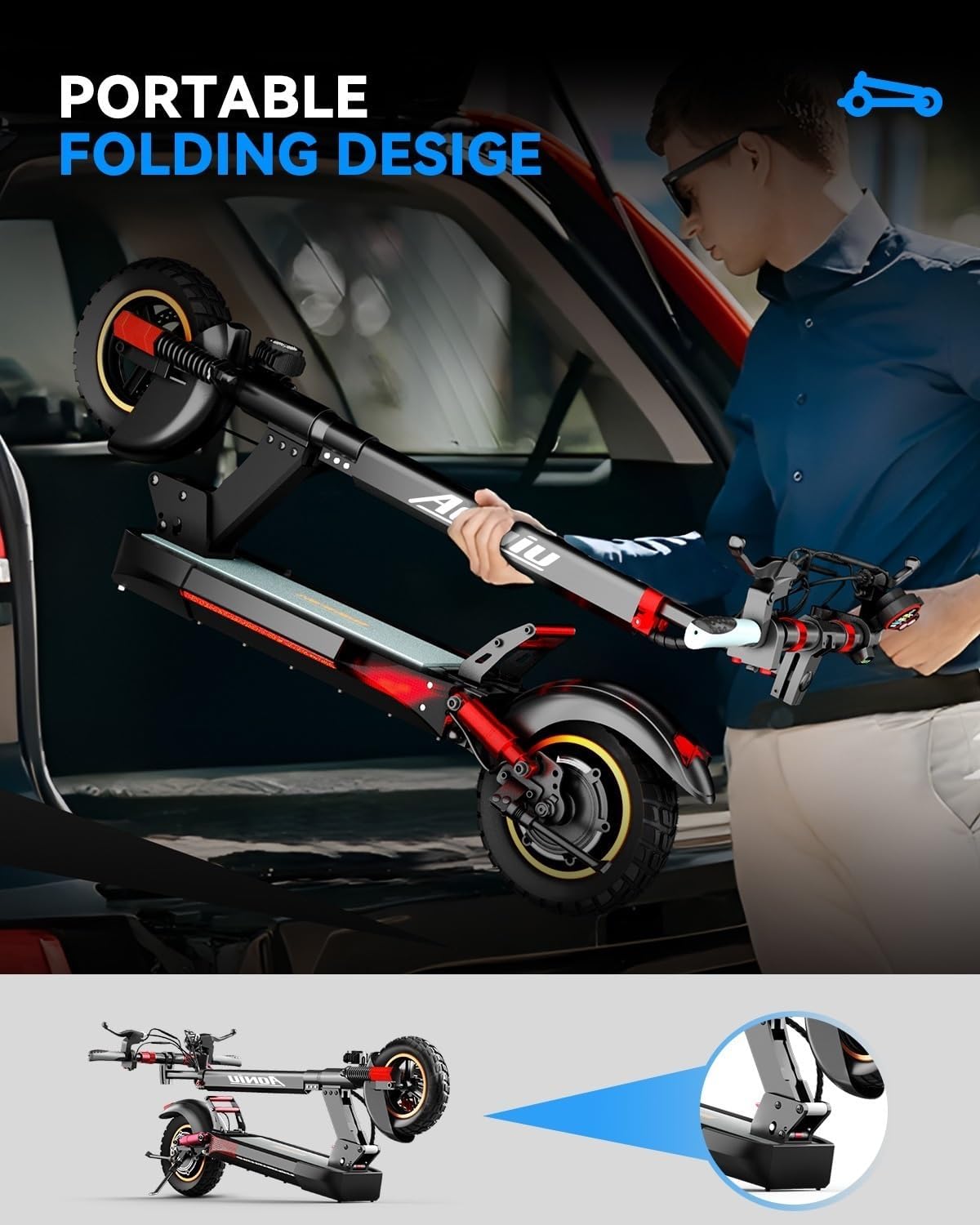 m4 Electric Scooter for Adults with seat 25-30 mph Fast Speed Heavy Duty 300+ lbs 10 inch Off Road Foldable e Scooter Mobility e Scooters for Girls Men Teens 31-37 Miles Long Range Bike