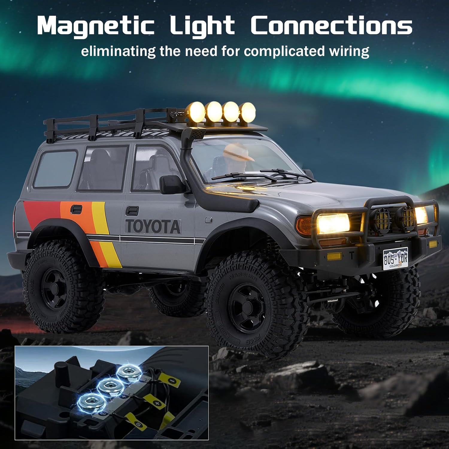 FMS 1/10 FCX10 RC Crawler Land Cruiser LC80 Toyota Licensed, 4WD RC Rock Truck with 2.4Ghz Transmission, Hobby Grade RC Climbing Car (RS Version)