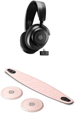 Bundle of SteelSeries Arctis Nova 7 Wireless Multi-Platform Gaming Headset - Black + SteelSeries Nova Booster Pack - Nylon Headband - Customize with Unique Speaker Plates - Rose Quartz