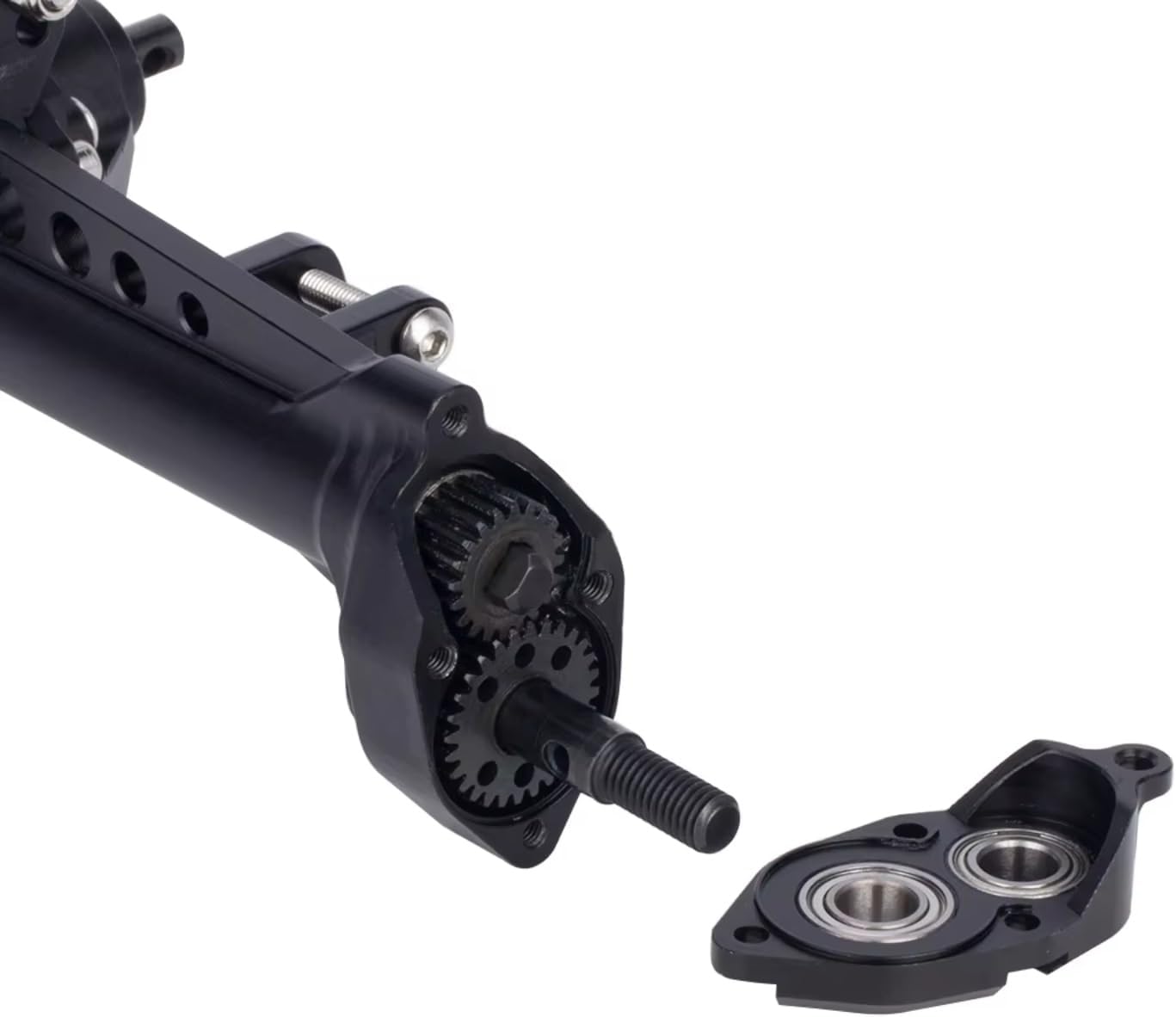 RC Axle Models For Vanquish VS4-10 For Phoenix F10 For LCG 1/10 Machined Aluminum Front And Rear Portal Axle Chassis Upgrade Parts RC Crawler(Black,1set)