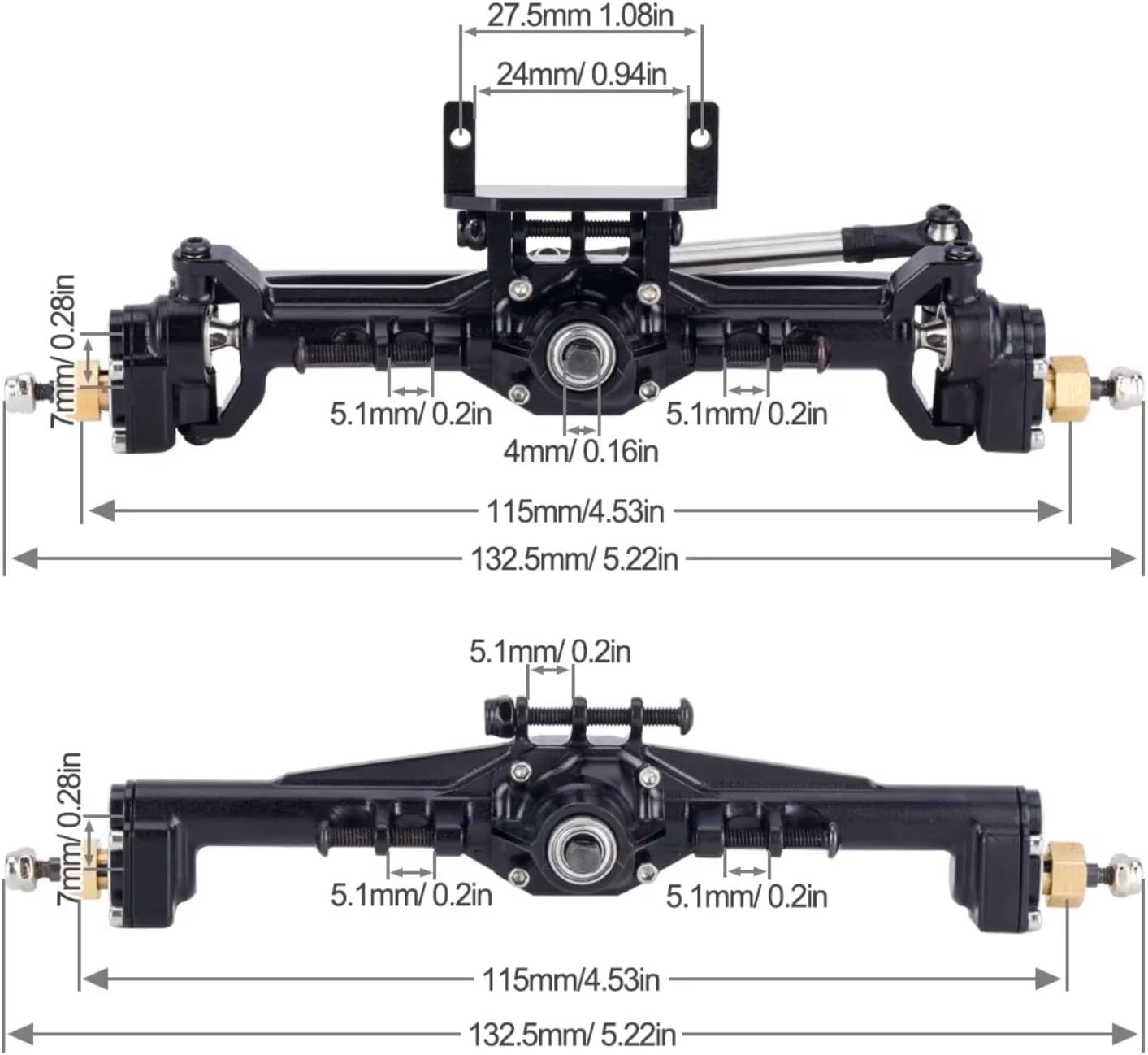 Parts For TRX4M 1/18 Aluminum CNC Portal Axles +10mm With Lay Down Servo Mount Links RC Crawler Car Axle Upgrade Parts(Black)
