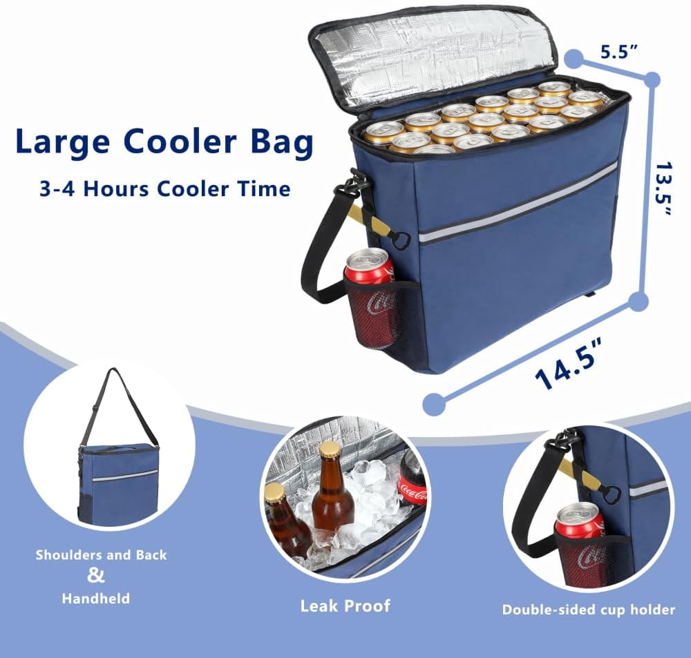 Heavy-Duty All-Terrain Utility Wagon with 9-Inch Pneumatic Tires for Sand, Grass, and Gravel – Foldable Steel Frame Cart for Outdoor Transport (Dark Blue + Steel)