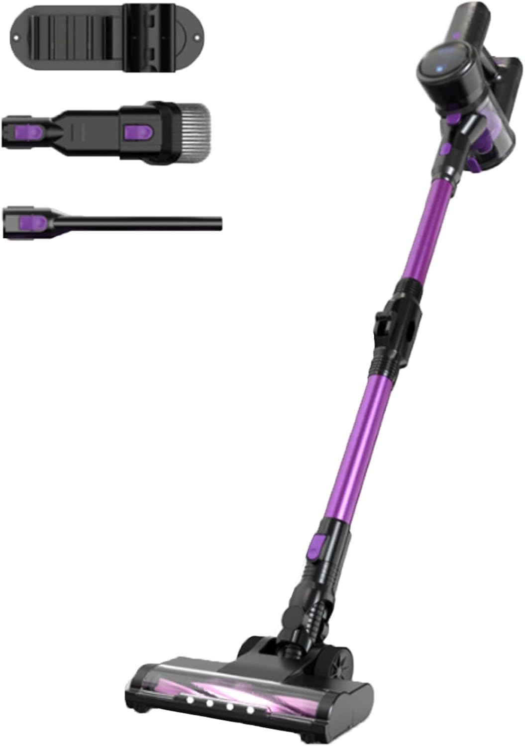 Cordless 8-in-1 Lightweight Vacuum, Rechargeable Handheld Cordless Vacuum Cleaner for Car, Stair, Sofa, Corner Cleaning with Led Display, Anti-Tangle for Pet Hair, Rapid Clean Powerful Suction(Purple)