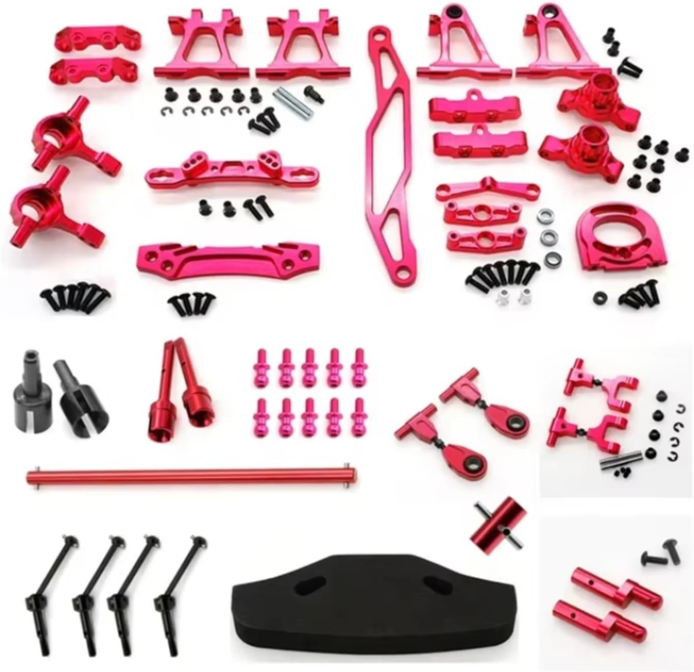 RC Car Parts Compatible with Tamiya for TT02 1/10 RC Car Upgrade Parts RC Car Metal Modification Accessory Kit Suspension Arms Steering Set(Red)