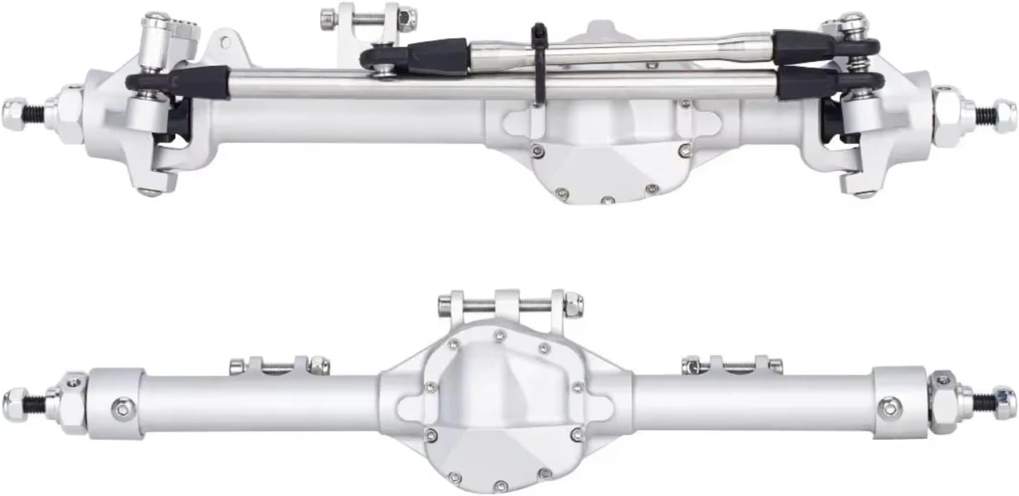 RC Axle Models For Axial For SCX10 II VS4-10 For Rock 1/10 Front Rear Offset Straight Axle Set Aluminum Piece Construction Trucks Parts RC Crawler(Silver,1set)