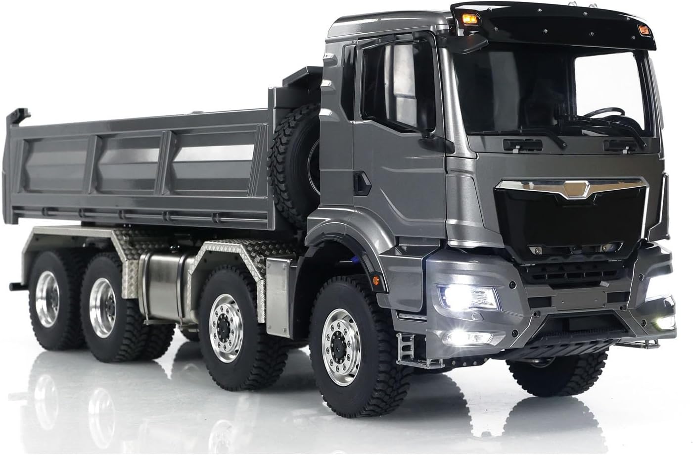 TOUCAN RC HOBBY Radio Control 1:14 Hydraulic Tipper Metal Cabin Shell Differential Lock 8x8 Chassis 2Speed RC Dumper Truck Sound Light