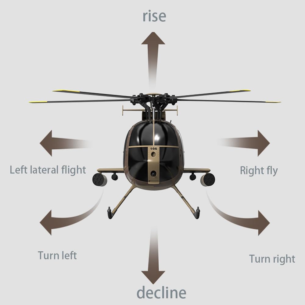 Matte Black MD500 Remote Control Helicopter Aircraft 4CH RC Heli Single Rotor No Ailerons Fall Resistant Maintain Altitude Hover RTF US 335MM