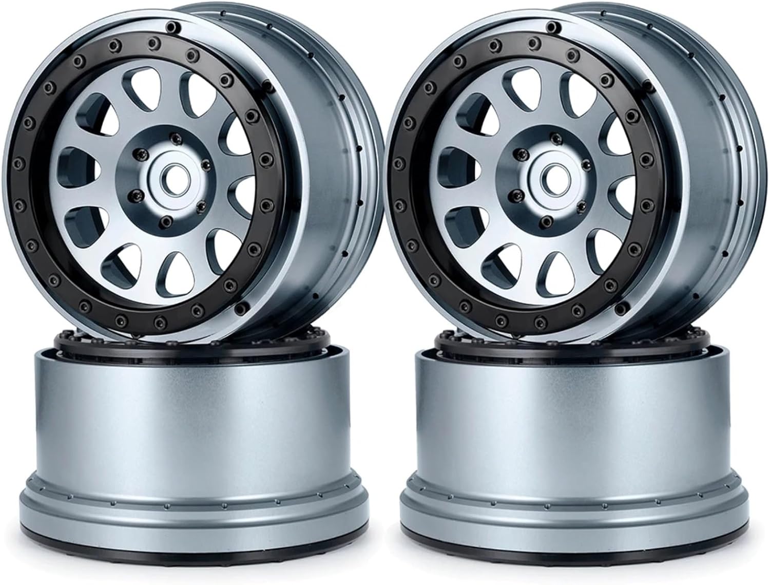 RC Car Upgrade Part For Traxxas For X-MAXX For DBXL For Kraton 8S 10151-13/00 1/5 4PCS 4.3inch Beadlock Wheels Rims Hubs 24mm Hex Tires RC Parts(Titanium)