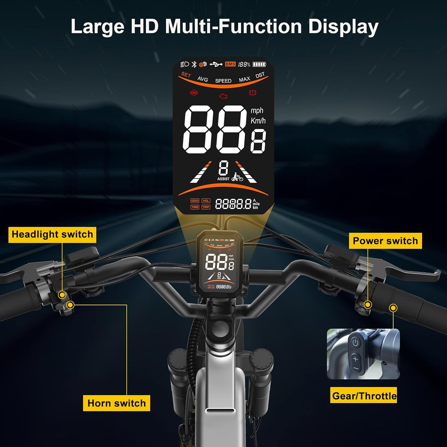 E3 Mid-Drive Electric Scooter Adults with Seat | 1000/1500W | 26 MPH & 40/80 Miles Range | 851.76/1365Wh Removable Battery | 20