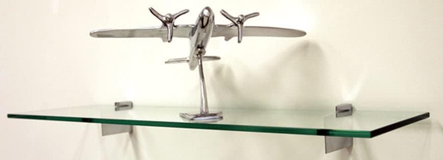 Spancraft Glass R-8x48-Brushed Steel Raven Glass Shelf, Brushed Steel, 8