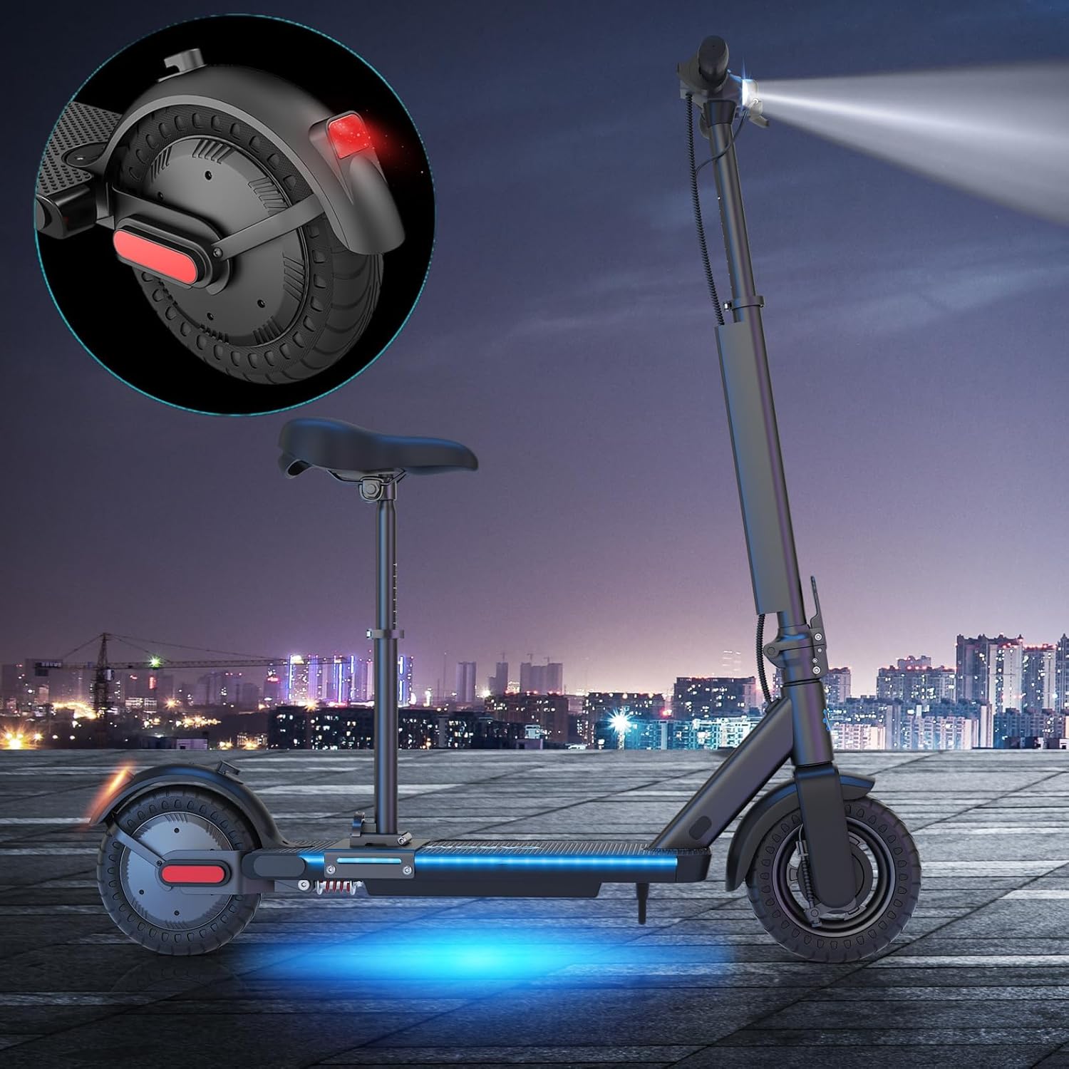 Caroma Electric Scooter with Seat Option,500/350W Motor Up to 25/20 Miles Range & 25/20 MPH Speed,9