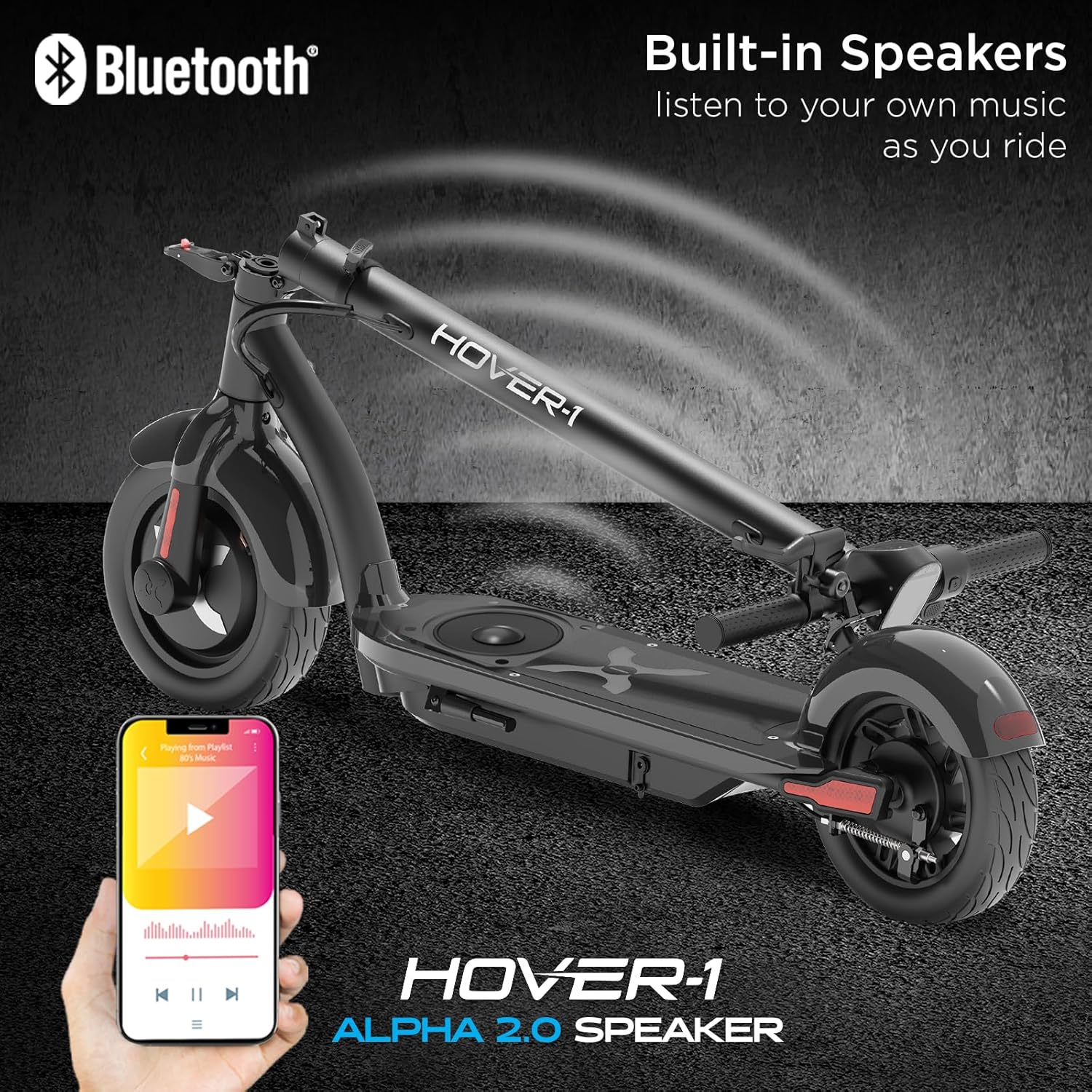 Hover-1 Alpha 2.0 Foldable Electric Scooter with 450W Brushless Motor, 18 mph Max Speed, 10” Air-Filled Tires and 12 Mile Range