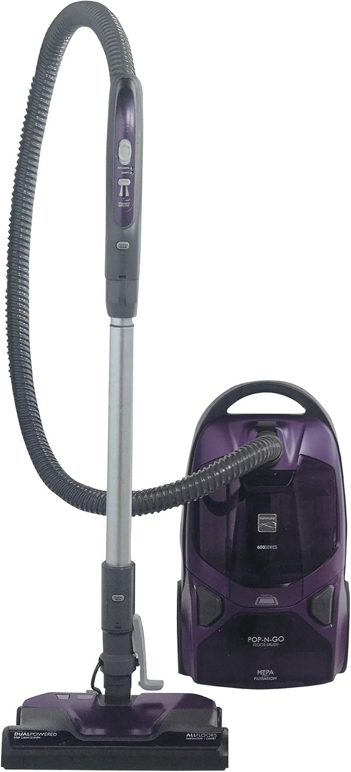 Kenmore 81614 600 Series Pet Friendly Lightweight Bagged Canister Vacuum with Pet PowerMate, Pop-N-Go Brush, 2 Motors, HEPA, Aluminum Telescoping Wand, Retractable Cord, and 3 Cleaning Tools-Purple