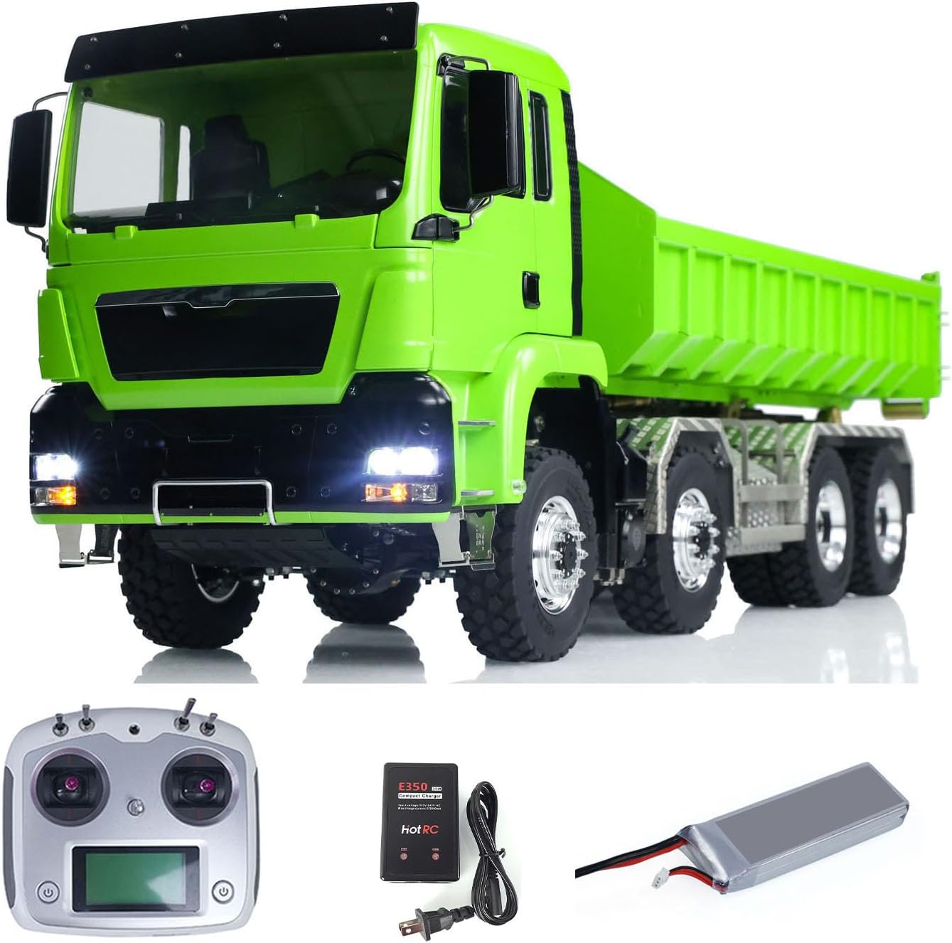 TOUCAN RC HOBBY 1/14 LESU TGS RC Hydraulic Roll On Off Dump Truck 8x8 Metal Chassis Dumper Differential Lock EDS Axles 2Speed Gearbox Model Car for Ages 14+