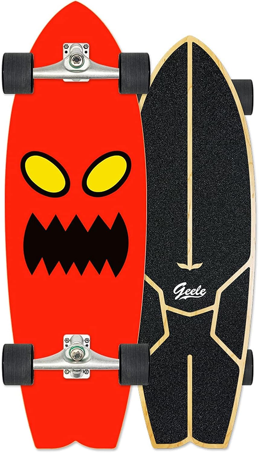 VOMI Pumping Skateboard 31inch CX4 Carving Turck Surfskate Bearing ABEC-11 Land Surfing Skateboard 7 Layers of Canadian Maple Simulated Surfing Training Board Beginner ski Practice Board (B)