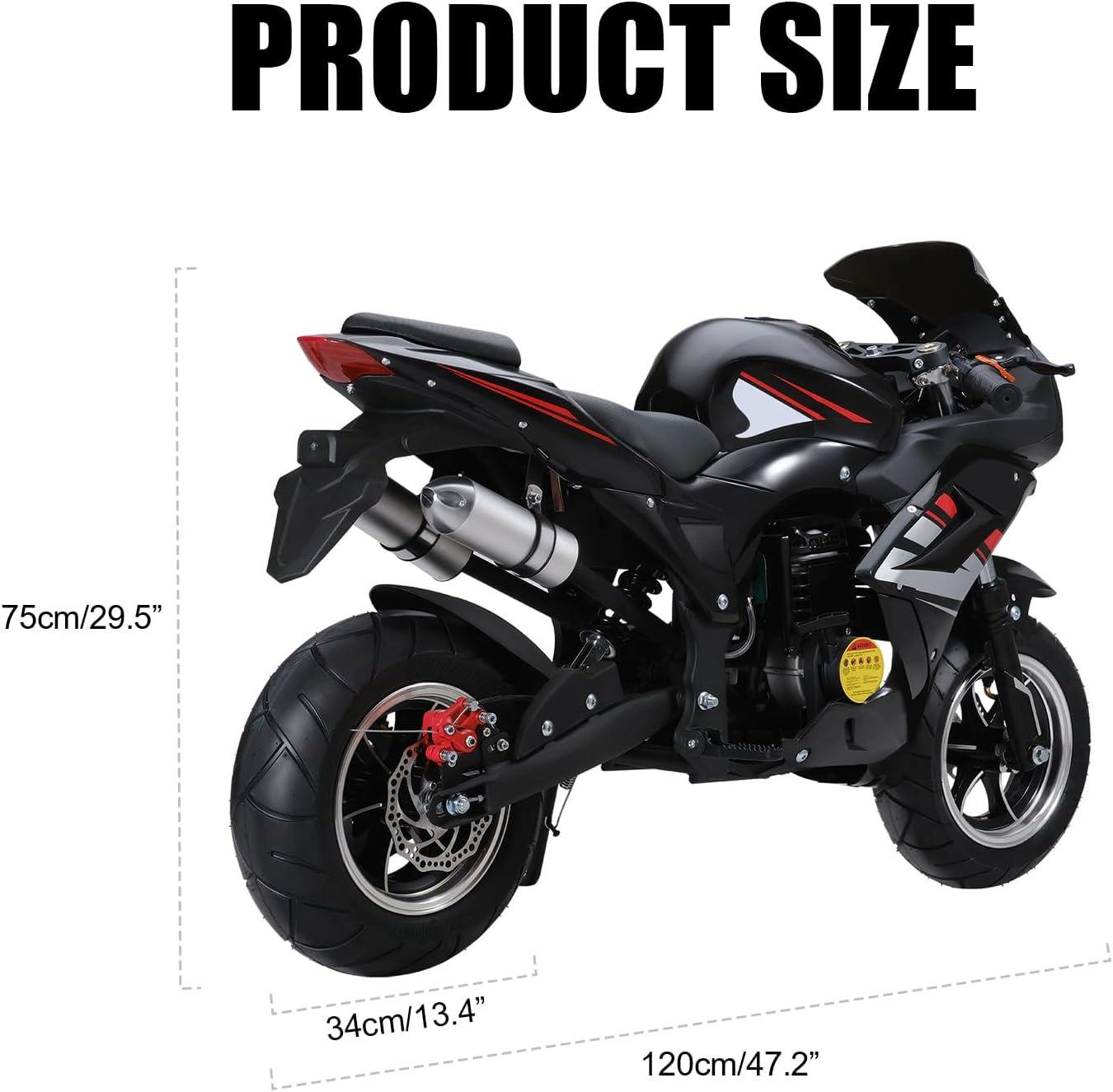 49cc Mini Dirt Bike for Kids & Youth - Gas Powered 4-Stroke Pocket Rocket Motorcycle with Dual Headlights, Front Rear Disc Brakes, Hydraulic Suspension - Off Road Pit Bike for Boys & Girls