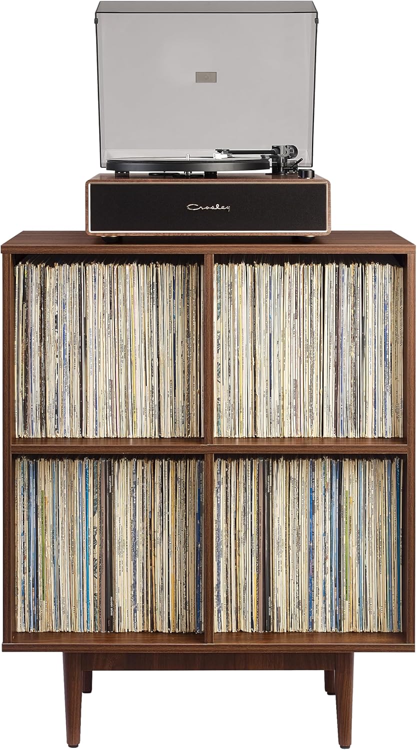 Crosley Furniture Liam Vinyl Record Storage 4 Cube Media Stand for Turntables