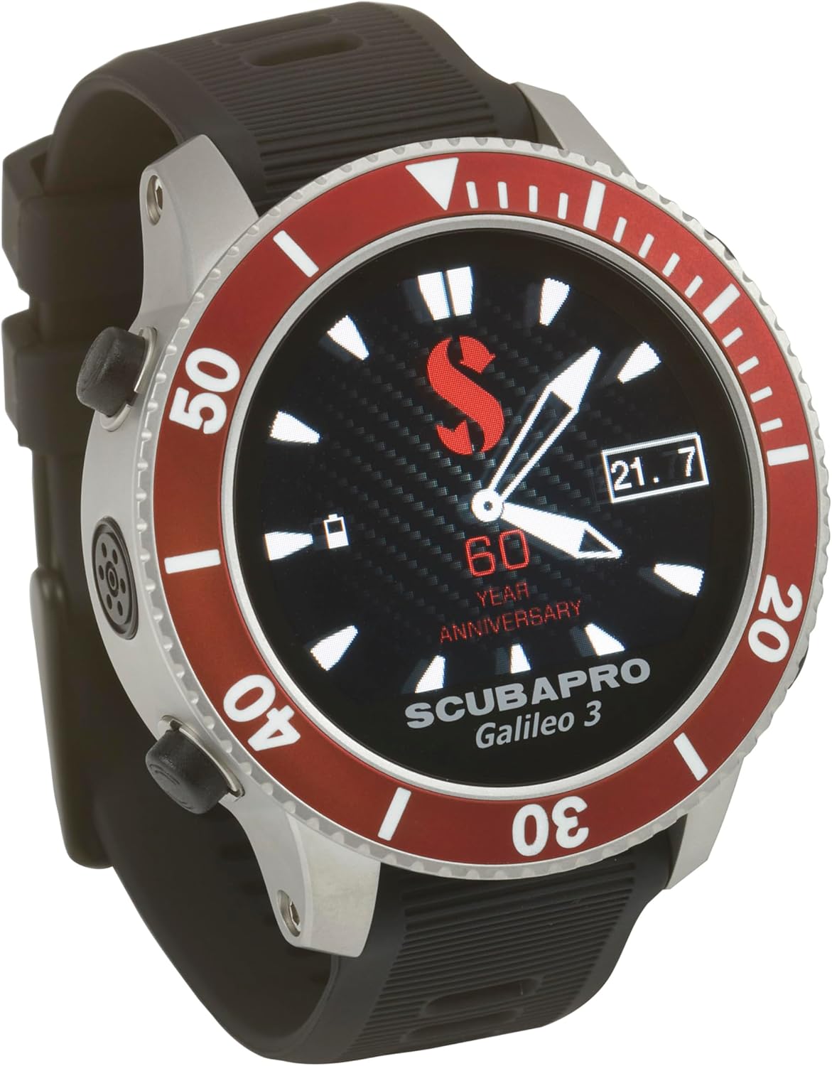 SCUBAPRO G3 Wrist Scuba Dive Computer, 60th Anniversary Edition with Bluetooth® and Watch-Style Color Display, Includes Wooden Collector's Box, Tag, Silicone Arm Strap, USB Cable, Dongle, Lanyard