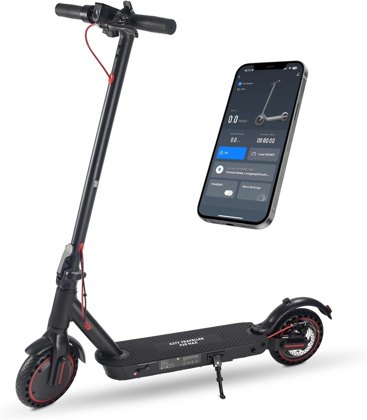 Electric Scooter for Adults,8.5”Solid Tires, 350W Motor,19 MPH,15 Miles Range,Rear Suspension,Dual Brake System,Commuter Escooter,Foldable E-Scooter,APP