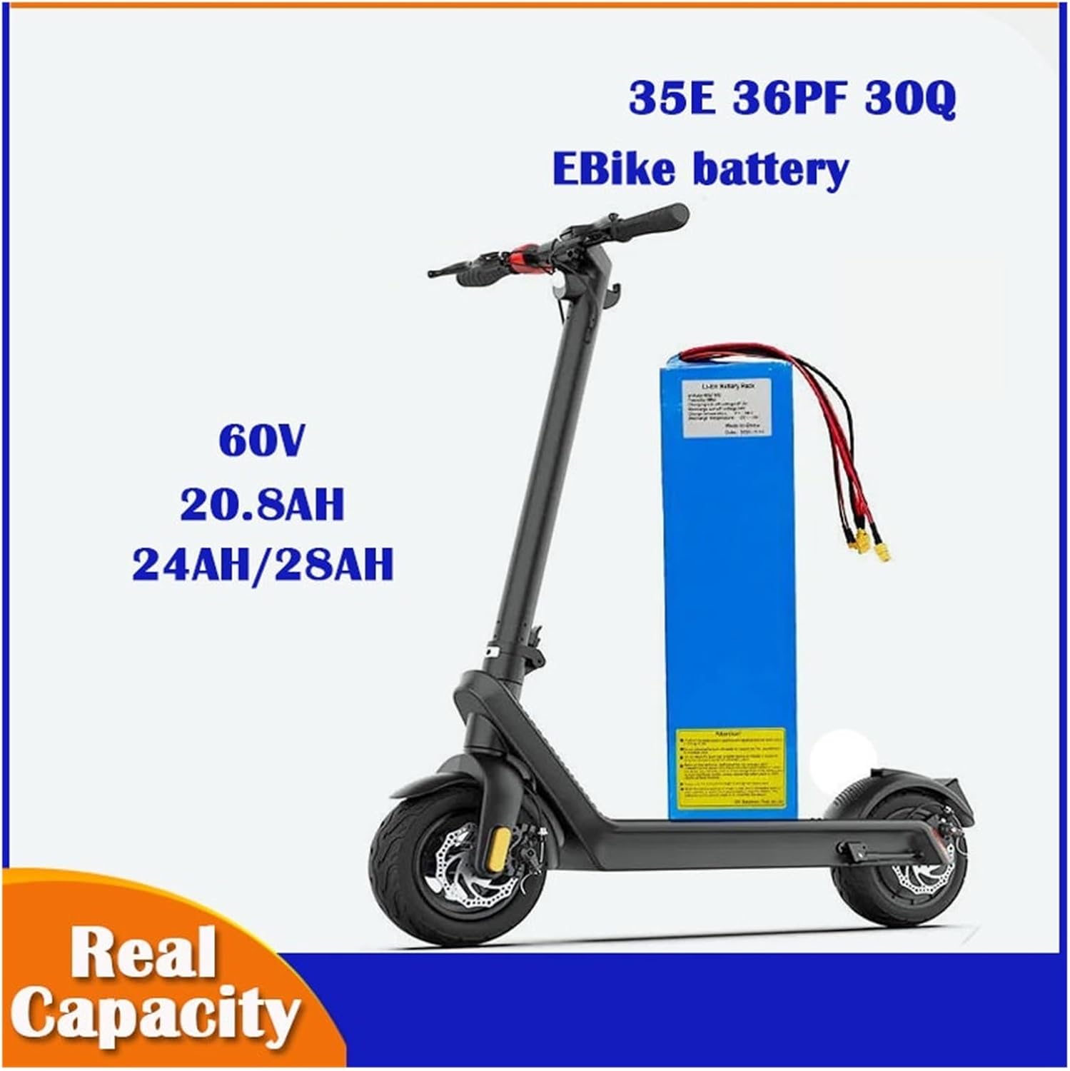 Battery 20800mAh Equipped with BMS Board, Compatible for Kaabo Wolf Warrior X Plus Scooter 60v 20.8ah Electric Scooter Battery 35E 26PF 30Q