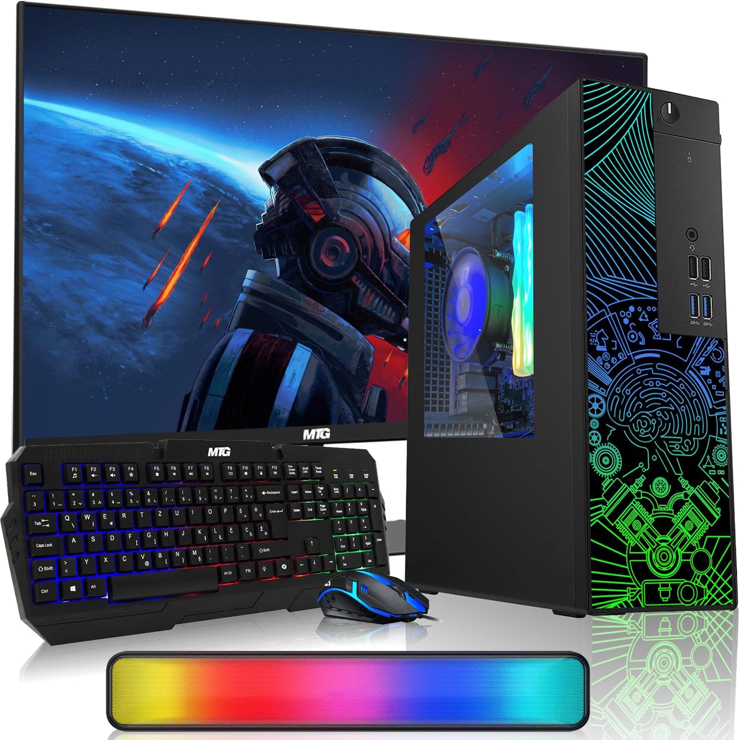 TechMagnet RGB Desktop Computer PC - Intel Core i5, 16GB ARGB RAM, 1TB SSD, 27 Inch Monitor with Keyboard, AI-Enabled Copilot Key Mouse and Soundbar, Windows 11 (Renewed)