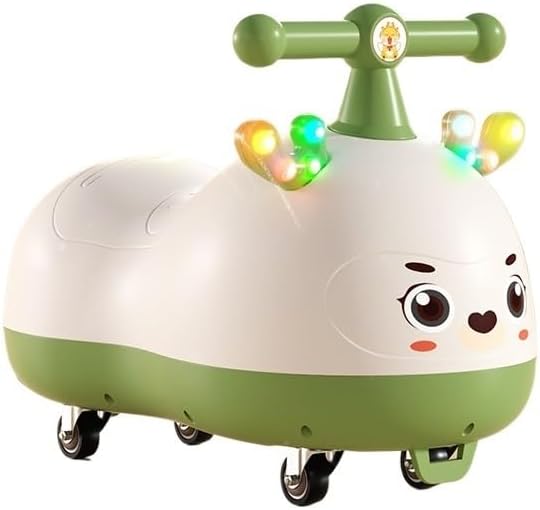Wiggle Scooter Peanut Shape Wiggle Car for Kids with Music Light Anti-Rollover Silent Flash Wheels Multifunctional(Green,with Music)