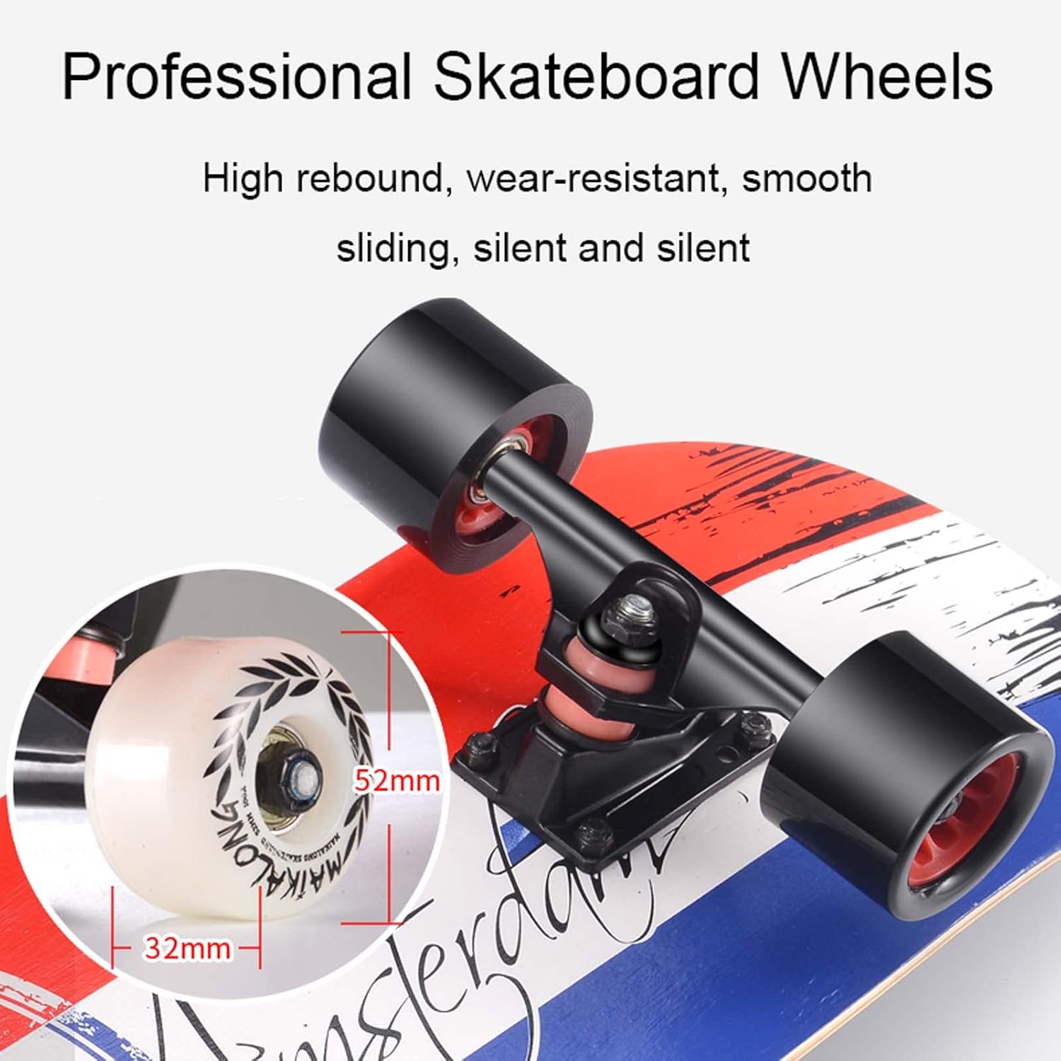 Skateboard - 31Inch Standard Skateboards for Kids Boys Girls Youths Beginners Starter, 7 Layer Maple Double Kick Concave Skateboard