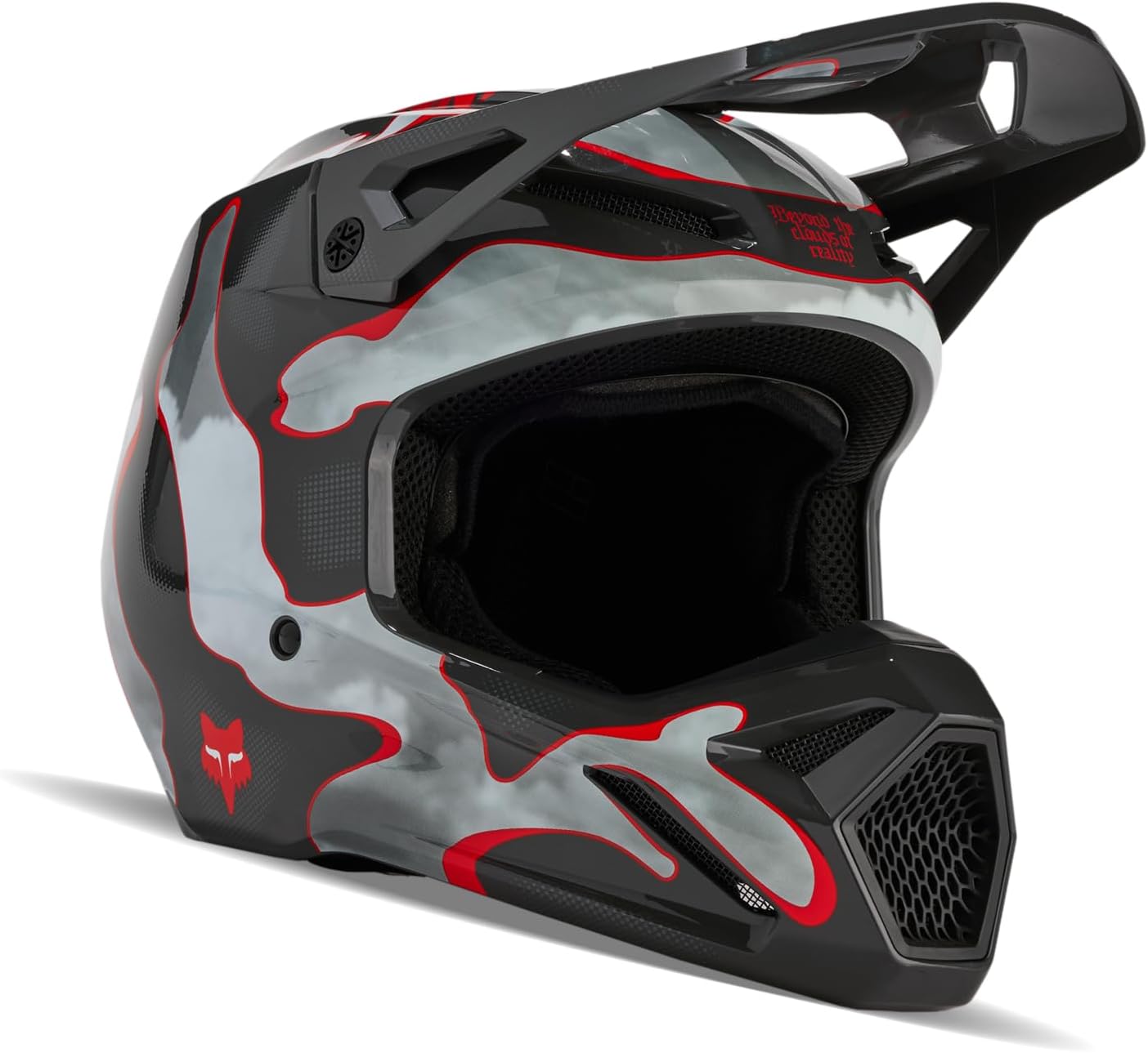 Fox Racing Unisex V1 Motocross Dirt Bike Helmet, Grey/Red, X-Small