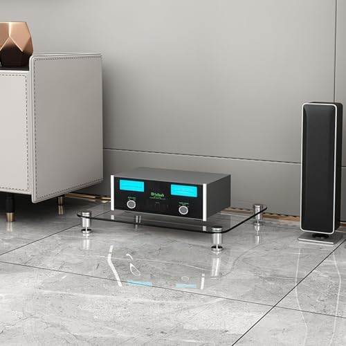 Corner AV Rack Stand - Small Media Cabinet for Stereo & Audio Equipment - Adjustable Audio-Video Shelving