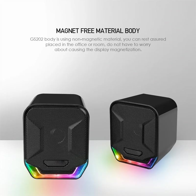 JSEIAJB 3.5mm& Stereo Surround Wired Speakers Music Game with RGB Light Loudspeakers for Computer PC Laptop TV