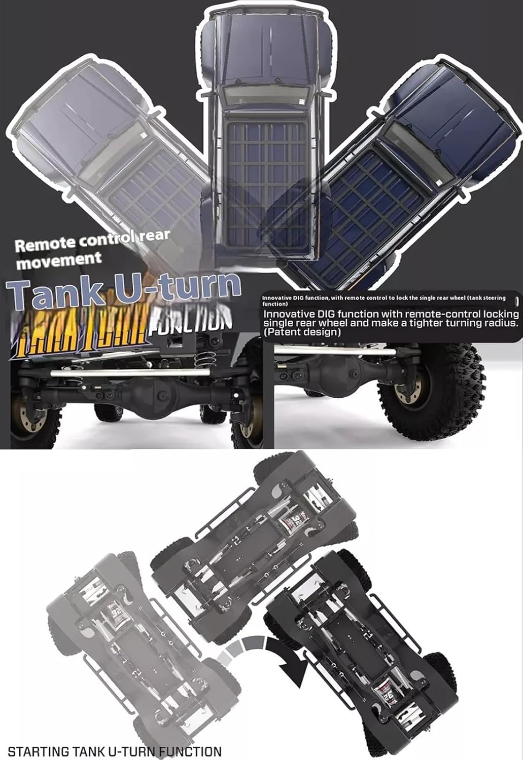 YIKONG YK4107 1/10 4WD RC Rock Crawler Two Speed Differential Lock LCG Chassis Tank Turn RC Car LED Lights Off-Road Climbing Truck