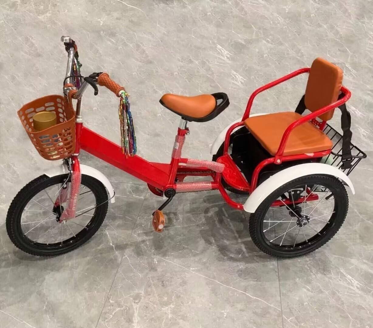 Toddler Pedal tricycles for Age 2-10,Trike with Single Brake,Chain Bike,Tandem trikes with Rear seat,Kids tricycles for Daily Riding,3 Wheelers,Spoke Wheels (Red 18 in)