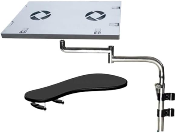 OK131 Full Movement Multifunctional Bow Chair Clamp Keyboard/Mouse Pad Support Laptop Desk Stand Laptop(Black)