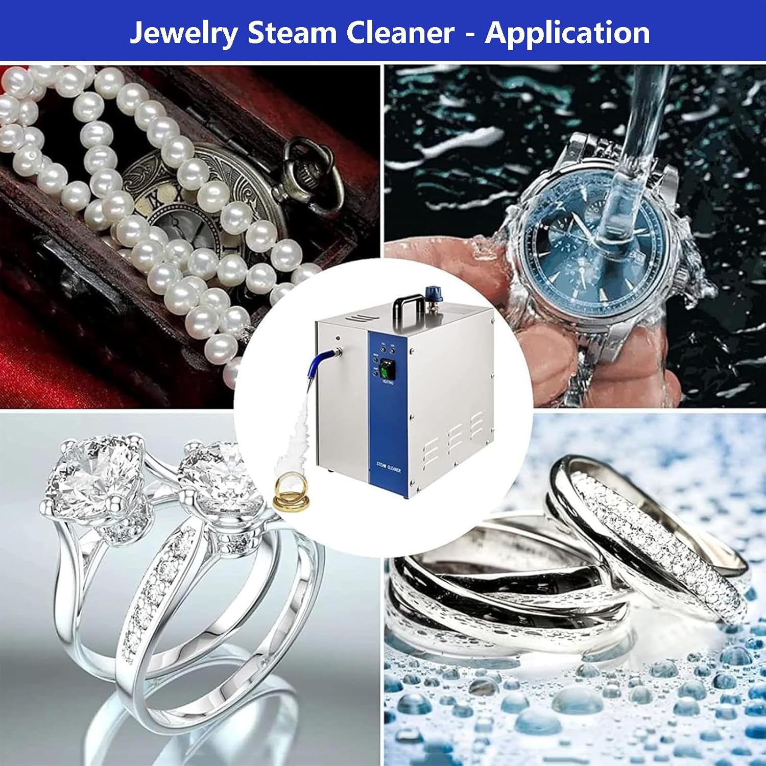 Gold Silver Jewelry Cleaner Steam Device with Footswitch and Exhaust Nozzle 1300w/2200w | Gemstone Steam Cleaner Stainless Steel Gemstone Cleaning Steamer 135°C,4L