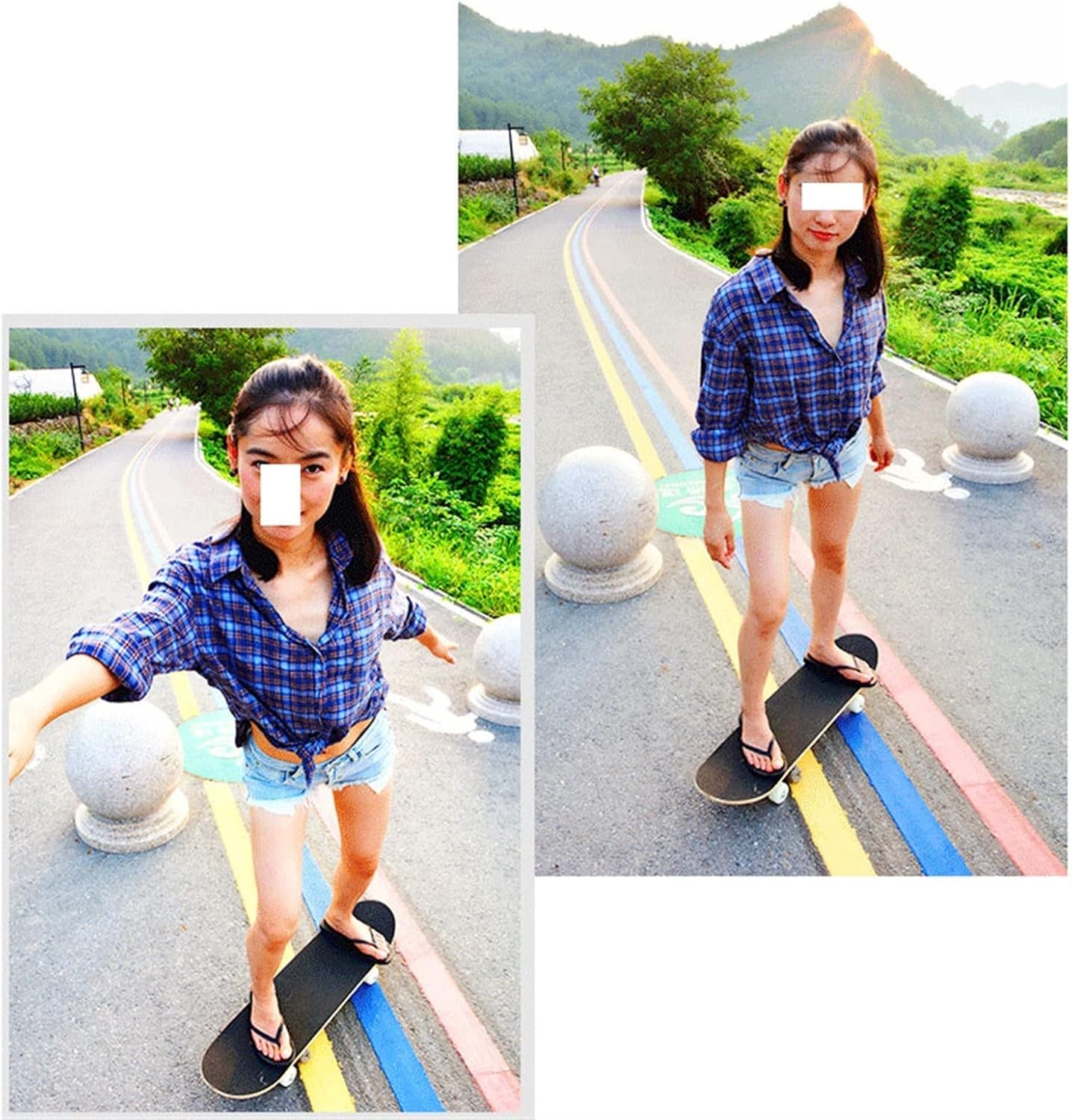 Skateboards for Beginners 31 Inch Complete Skateboard for Kids Teens Adults 7 Layer Canadian Maple Double Kick Deck Concave Trick Skateboard