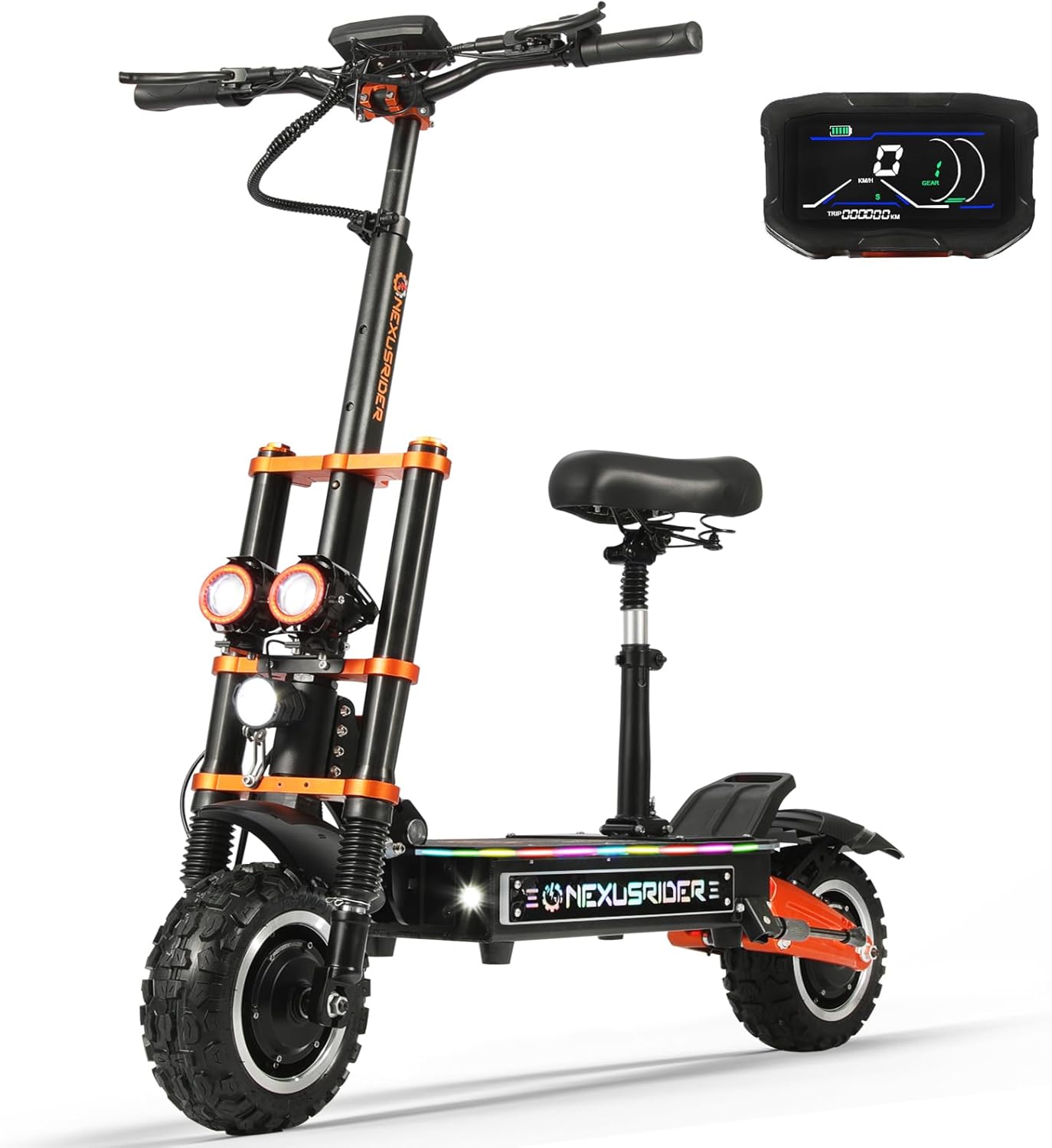 Adults Electric Scooter 6000W Dual Motor Up to 58 mph, 60 Miles Range, 60V35Ah Battery, C-Type Dual Suspensions 11