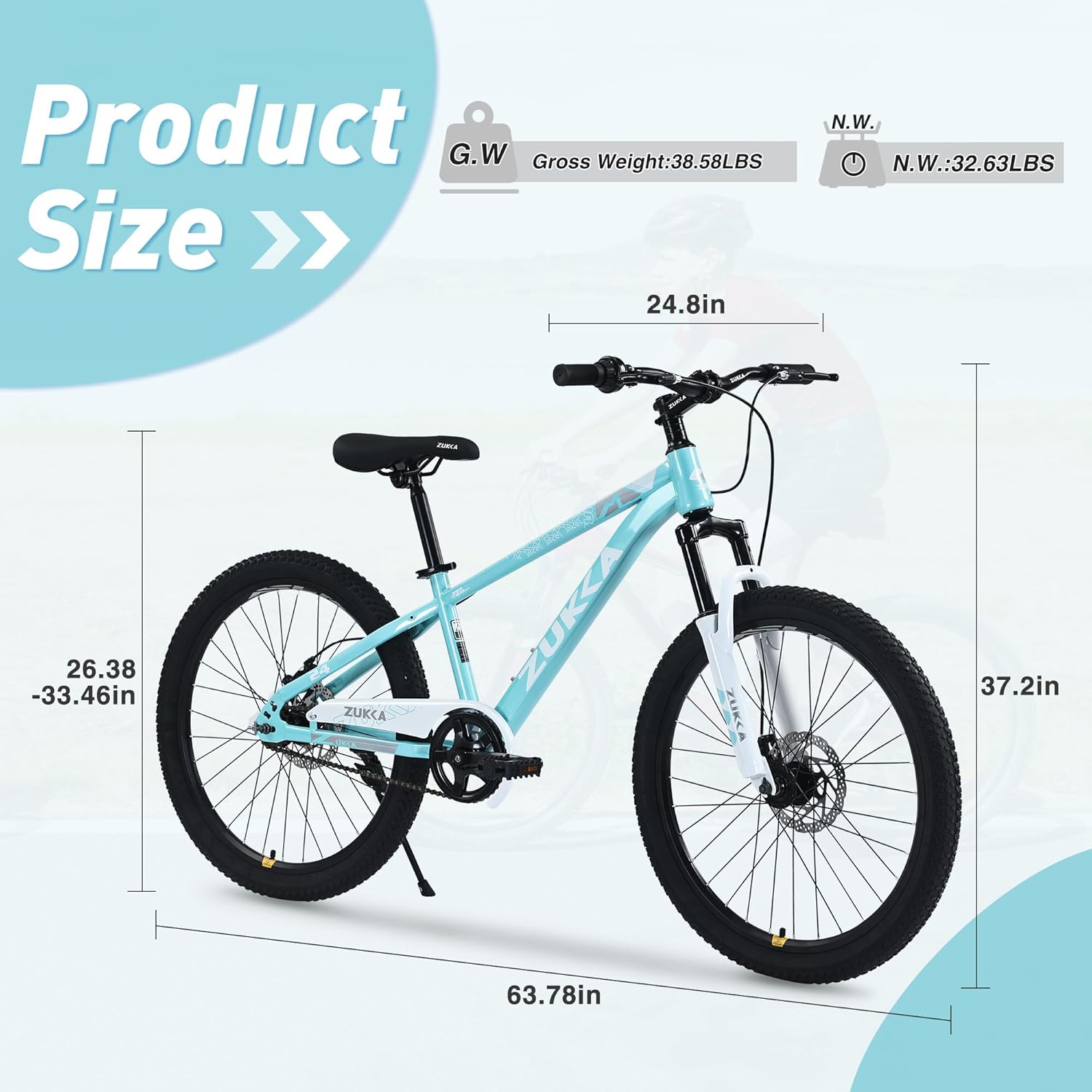 WEEROCK 20/24 Inch Kids Bike Mountain Bikes for Boys Girls, Single Speed Steel Frame Child MTB Bicycle, Disc Brake Cycles for 6+ Years Old Children, Multip Color